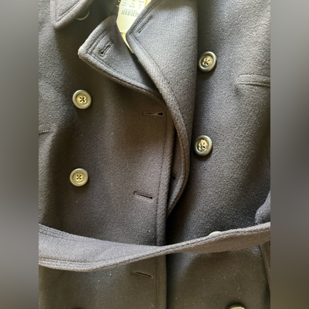 J. Crew NWT icon trench coat NAVY WOOL Coat sz 0 - Picture 8 of 14